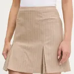 Sukně HUGO hnědá barva, mini, pouzdrová, 50542569