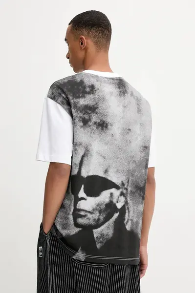 Bavlněné tričko Karl Lagerfeld Jeans pánské, bílá barva, s potiskem, A4M17030