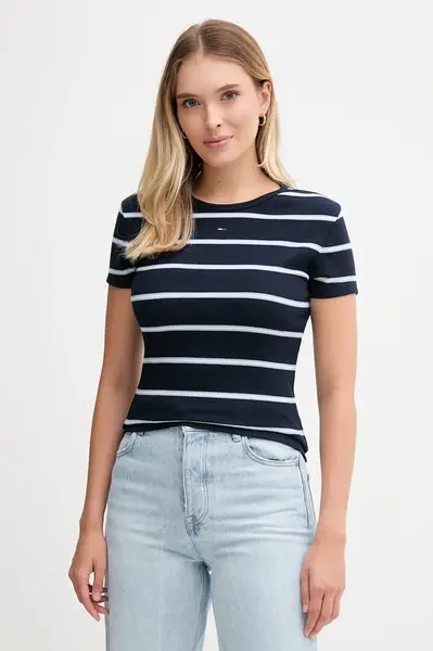 Tričko Tommy Jeans dámské, béžová barva, DW0DW17383