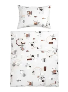 Baby Nellys Povlečení do postýlky, 2D sada - Malý stavitel, šedá