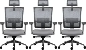 MERCURY 3PACK Ergonomická kancelářská židle WINDY šedá, vysoké postavy (3 ks)