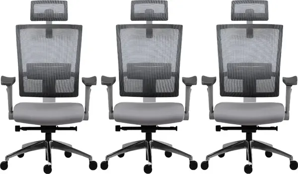 MERCURY 3PACK Ergonomická kancelářská židle WINDY šedá, vysoké postavy (3 ks)
