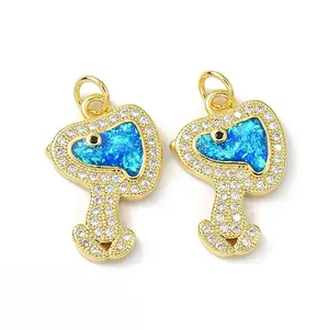 Brass Micro Pave Cubic Zirconia Pendants