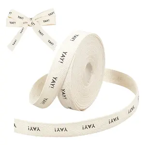 9M YAY Word Print Cotton Herringbone Ribbon