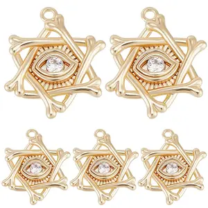 16Pcs Brass Micro Pave Clear Cubic Zirconia Pendants