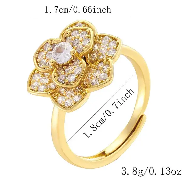 Brass Micro Pave Cubic Zirconia Rotating Cuff Open Rings