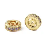 Brass Micro Pave Cubic Zirconia Beads