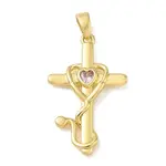Brass Micro Pave Pink Cubic Zirconia Pendants