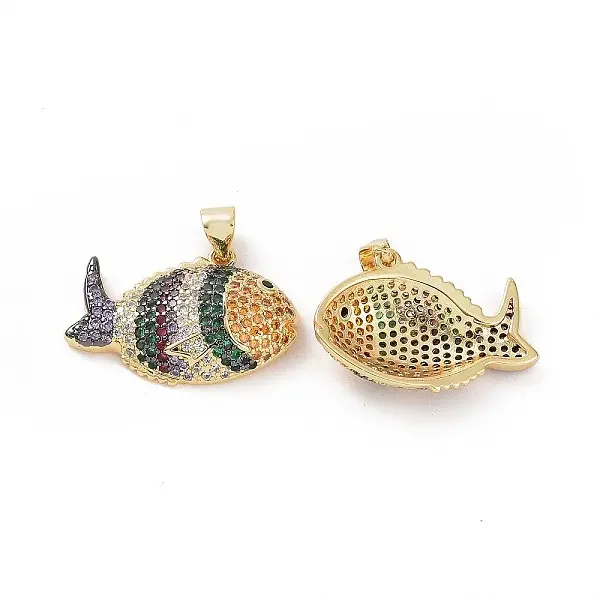Brass Micro Pave Clear Cubic Zirconia Pendants