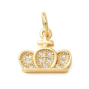 Brass Micro Pave Clear Cubic Zirconia Charms