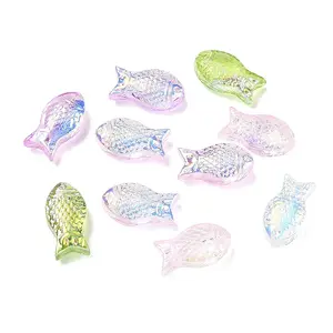 Ocean Theme Electroplate Transparent Glass Beads