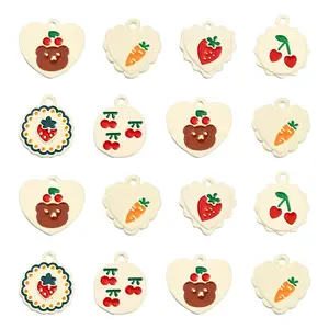 30Pcs 6 Styles Alloy Enamel Pendants