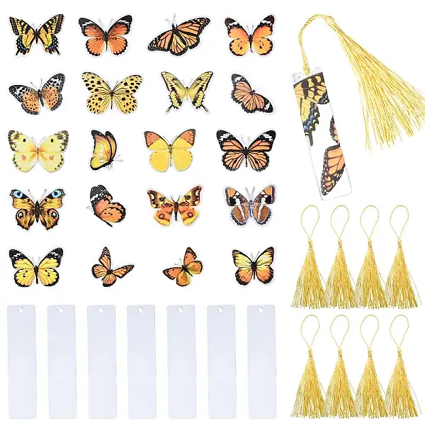 DIY Acrylic Blank Rectangle with Polyester Tassel Bookmark Making Kits