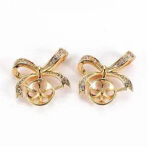 Brass Micro Pave Clear Cubic Zirconia Peg Bails