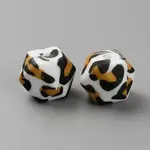 Hexagon with Leopard Print Pattern Silicone Beads