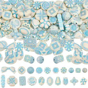 120Pcs 20 Styles Opaque Acrylic Enamel Beads