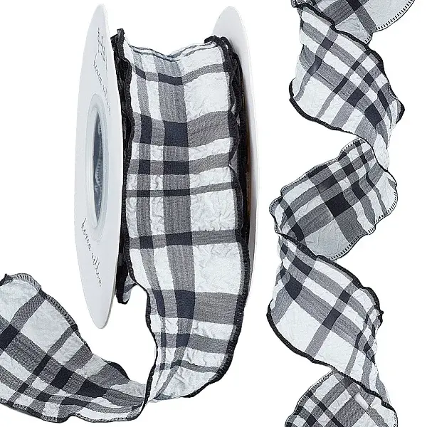 10 Yards Linen Tartan Printed Ribbon