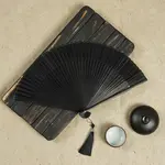 Chinese Style Wood Folding Fan with Tassel