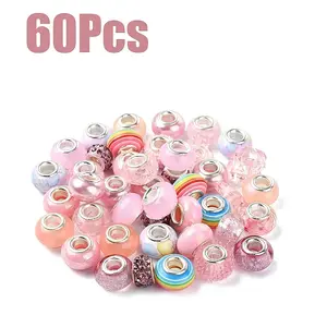 60Pcs 15 Styles Resin European Beads