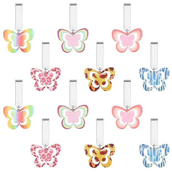 12Pcs 6 Styles Butterfly Acrylic Shoe Charms