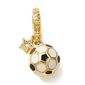 Sports Brass Micro Pave Clear Cubic Zirconia & Enamel Dangle Charms