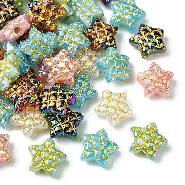 50Pcs Plating Opaque Acrylic Beads
