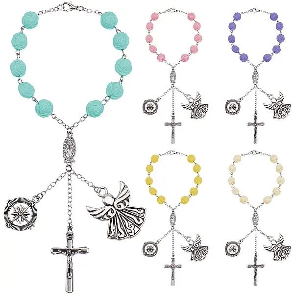 5Pcs Alloy & Acrylic Hanging Ornaments