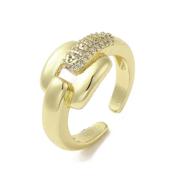 Rack Plating Brass with Clear Cubic Zirconia Cuff Rings