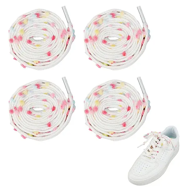 4 Pairs Rainbow Polka Dot Cotton Shoelaces