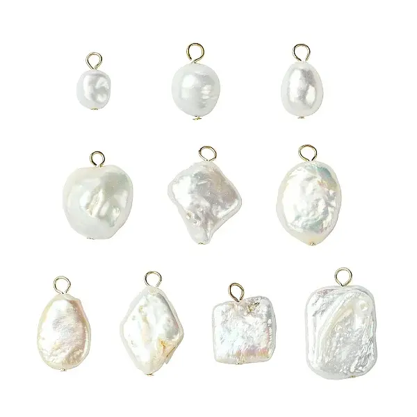 10Pcs 10 Styles Natural Baroque Keshi Pearl Pendants