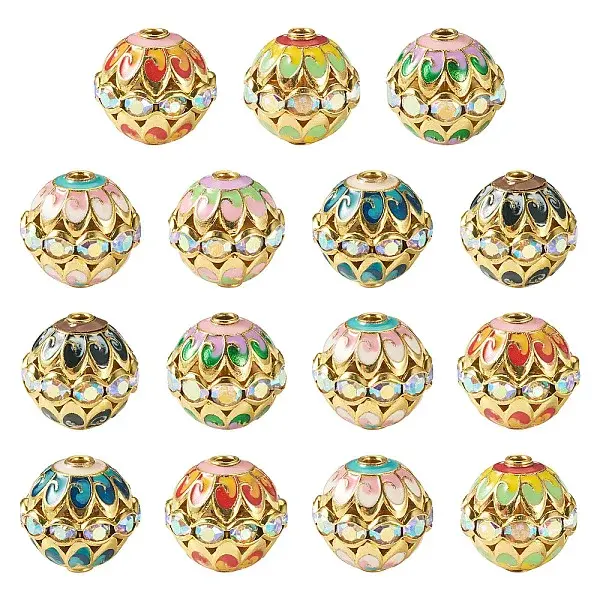 15Pcs Brass Enamel Beads
