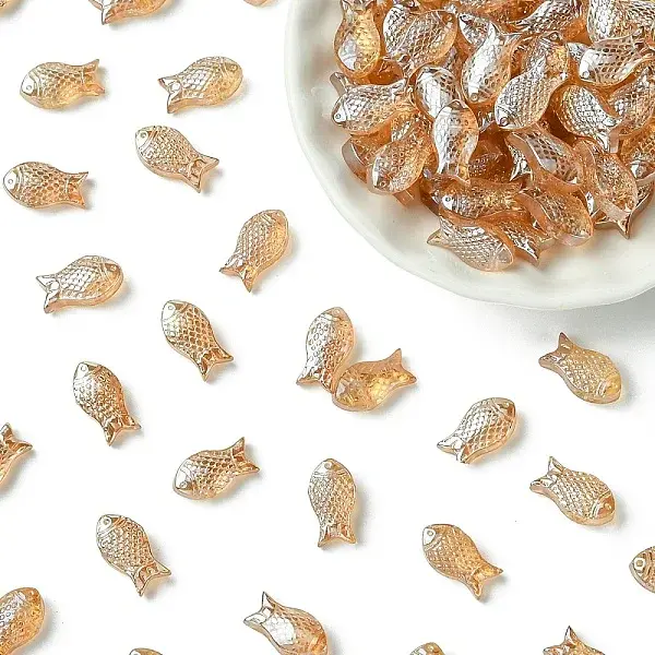 100Pcs Electroplate Transparent Glass Beads