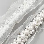 Grenadine Mesh Lace Trim with Resin Beads and Rhinestone