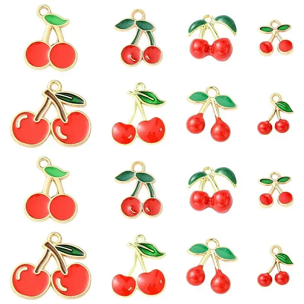 40Pcs 8 Styles Alloy Enamel Pendants