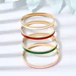 304 Stainless Steel Enamel Hinged Cuff Bangles for Women