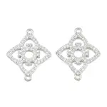 Brass Micro Pave Clear Cubic Zirconia Connector Charms