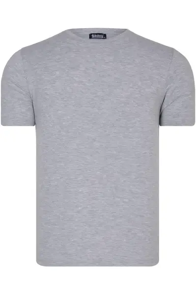 T8569 DEWBERRY BIKE COLLAR MENS T-SHIRT-PLAIN GREY