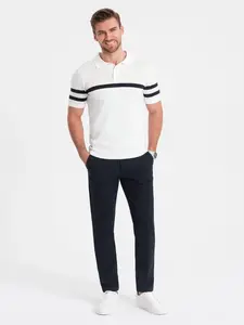 Ombre Men's smart chino SLIM FIT pants - navy blue