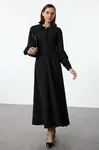 Trendyol Black Baby Collar Button Detailed Woven Dress