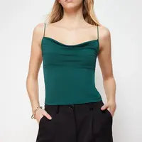 Trendyol Emerald Green Fitted/Slippery Turndown Collar Flexible Knitted Blouse