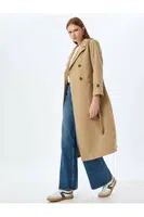 Koton Double-breasted Buttoned Trench Coat with Belt Detail