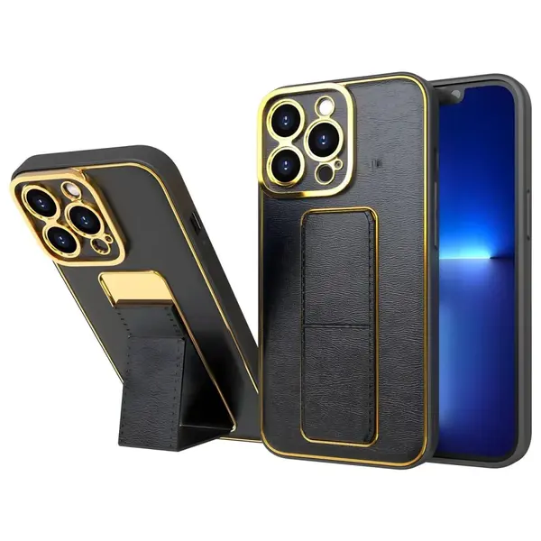 Silikónové puzdro s stojanom pre Apple iPhone 12 Pro - Čierna H24806