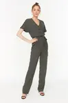 Trendyol Black Belted Patterned Woven Jumpsuit
