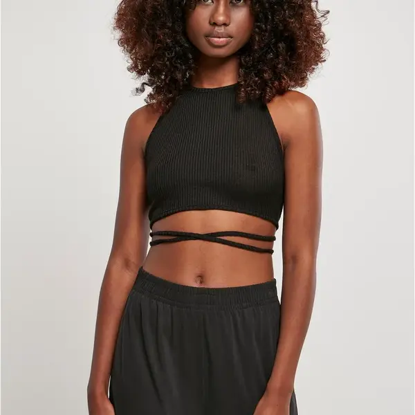 Dámský lichoběžníkový ořezaný top černý