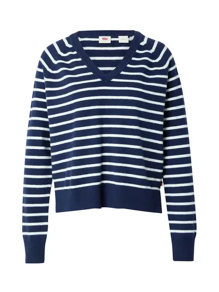 LEVI'S ® Sveter 'Supersoft V-Neck Pullover Sweater'  námornícka modrá / biela