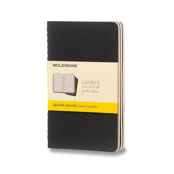 Sešity Moleskine Cahier S, čtverečkovaný, 3 ks, černé