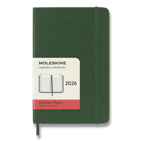 Diář Moleskine 2026 - měkké desky, S, denní, tmavě zelený
