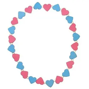 Dětský náhrdelník s růžovými a modrými srdíčky