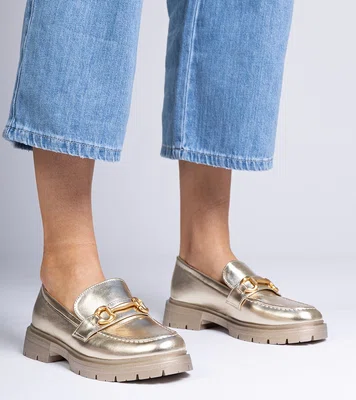 Gemre Golden elegant loafers with Letty embellishment