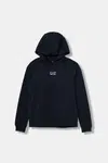 Dětská bavlněná mikina EA7 Emporio Armani bílá barva, s potiskem, 7B000024 AF10380